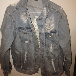 Distressed denim jacket